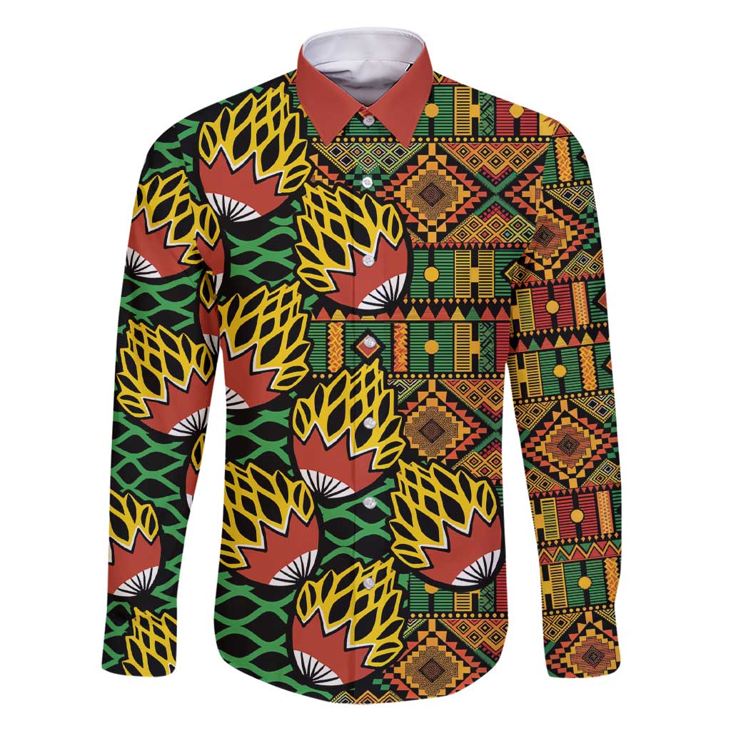 African Tribal Geometric Mixed Kanga Pattern Family Matching Short Sleeve Bodycon Dress and Hawaiian Shirt - Wonder Print Shop