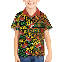 African Tribal Geometric Mixed Kanga Pattern Family Matching Short Sleeve Bodycon Dress and Hawaiian Shirt - Wonder Print Shop