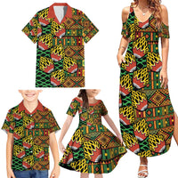 African Tribal Geometric Mixed Kanga Pattern Family Matching Summer Maxi Dress and Hawaiian Shirt - Wonder Print Shop
