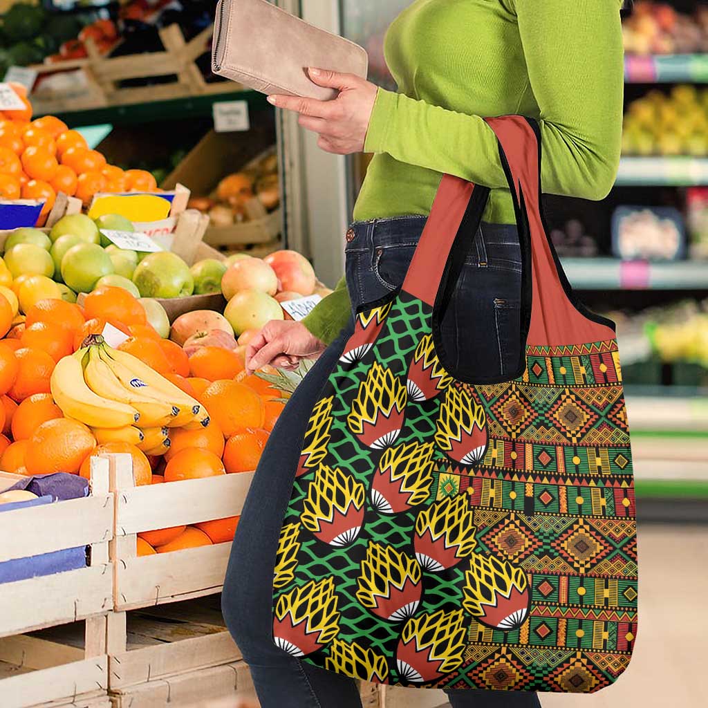 African Tribal Geometric Mixed Kanga Pattern Grocery Bag