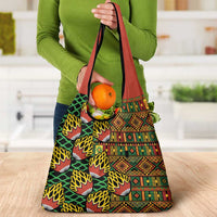 African Tribal Geometric Mixed Kanga Pattern Grocery Bag
