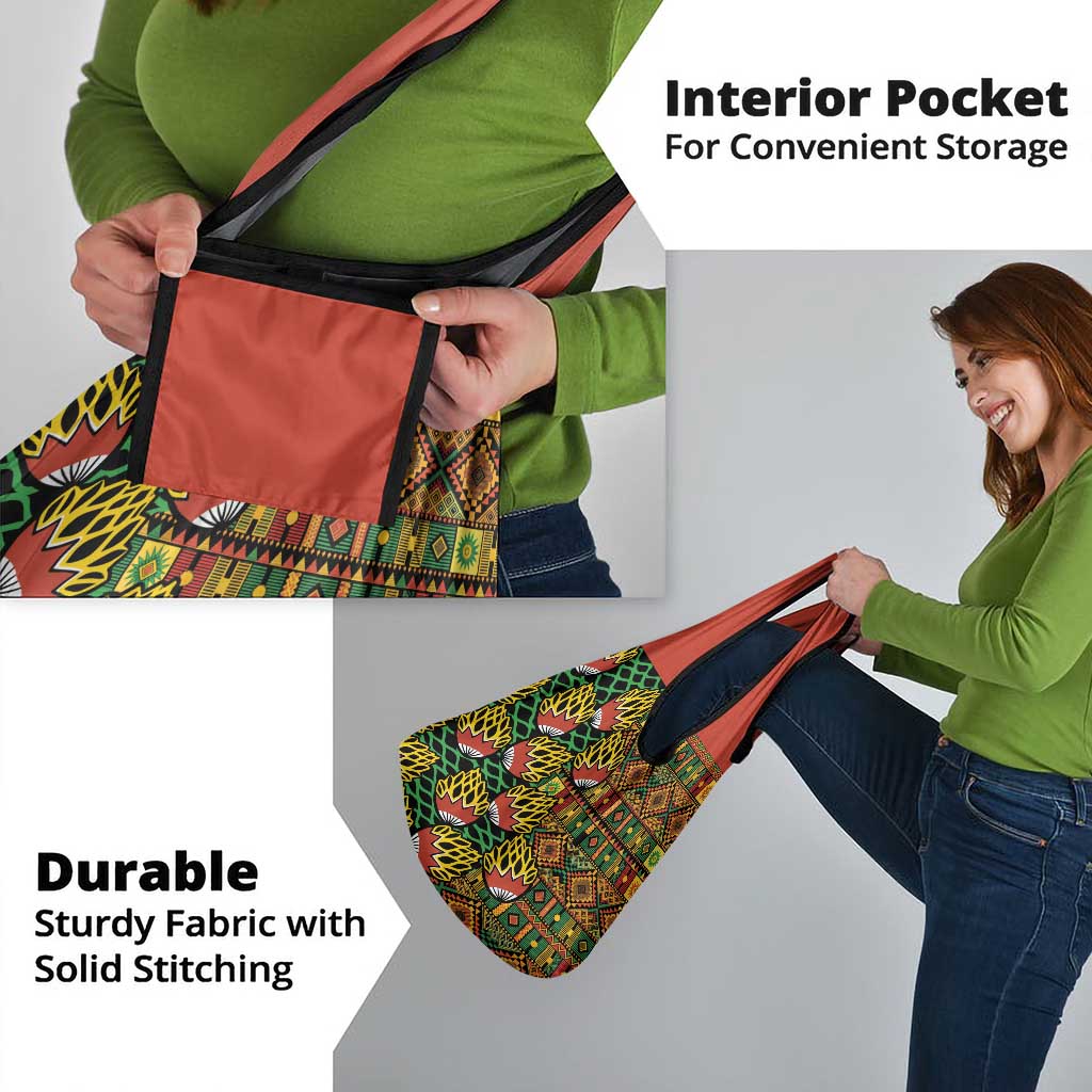 African Tribal Geometric Mixed Kanga Pattern Grocery Bag