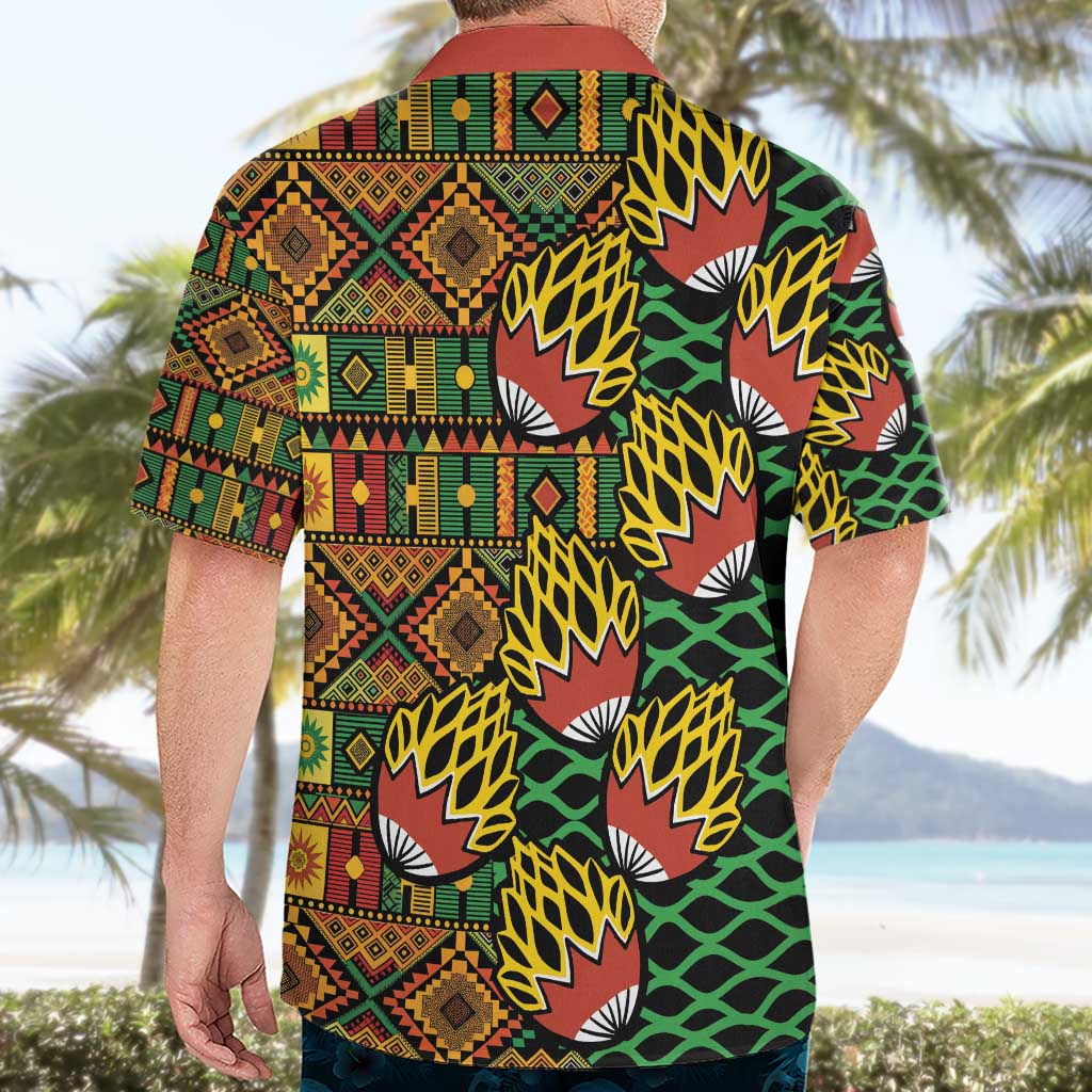 African Tribal Geometric Mixed Kanga Pattern Hawaiian Shirt - Wonder Print Shop