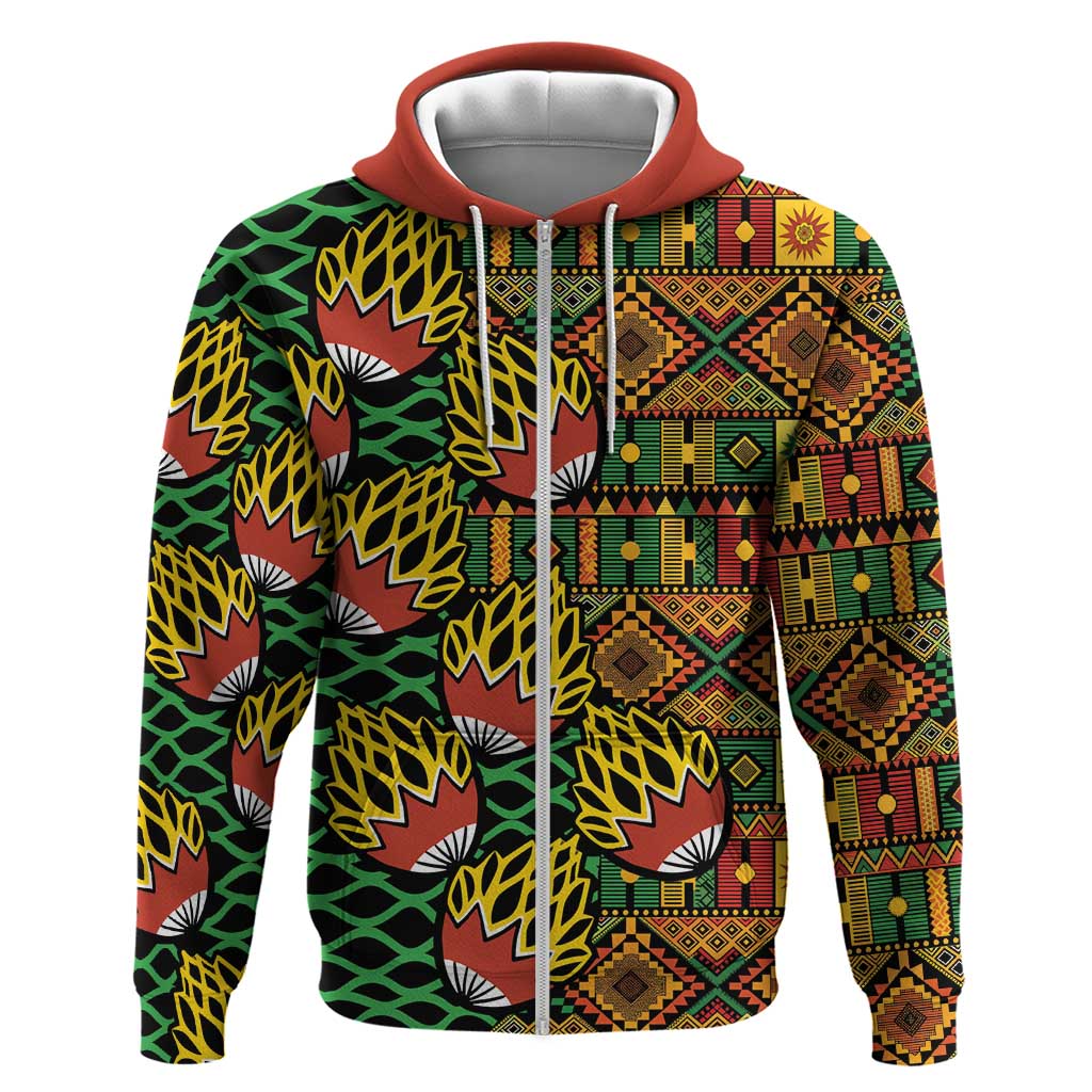 African Tribal Geometric Mixed Kanga Pattern Hoodie - Wonder Print Shop