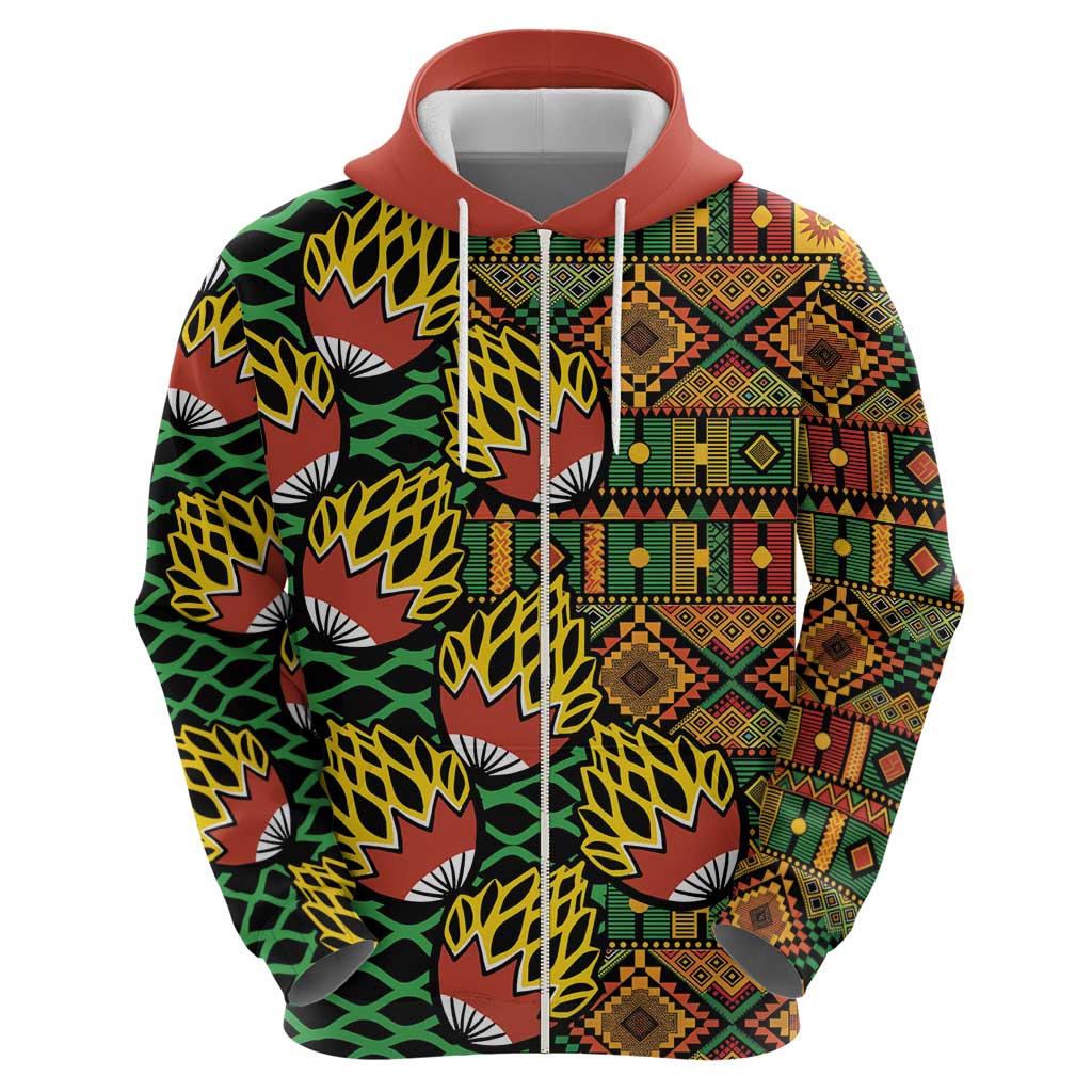 African Tribal Geometric Mixed Kanga Pattern Hoodie - Wonder Print Shop
