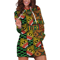 African Tribal Geometric Mixed Kanga Pattern Hoodie Dress - Wonder Print Shop
