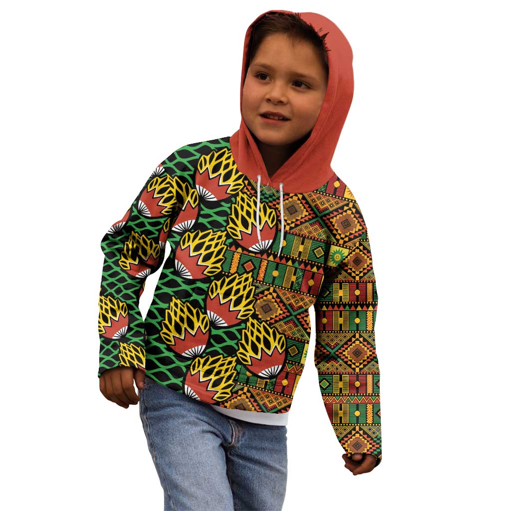 African Tribal Geometric Mixed Kanga Pattern Kid Hoodie - Wonder Print Shop