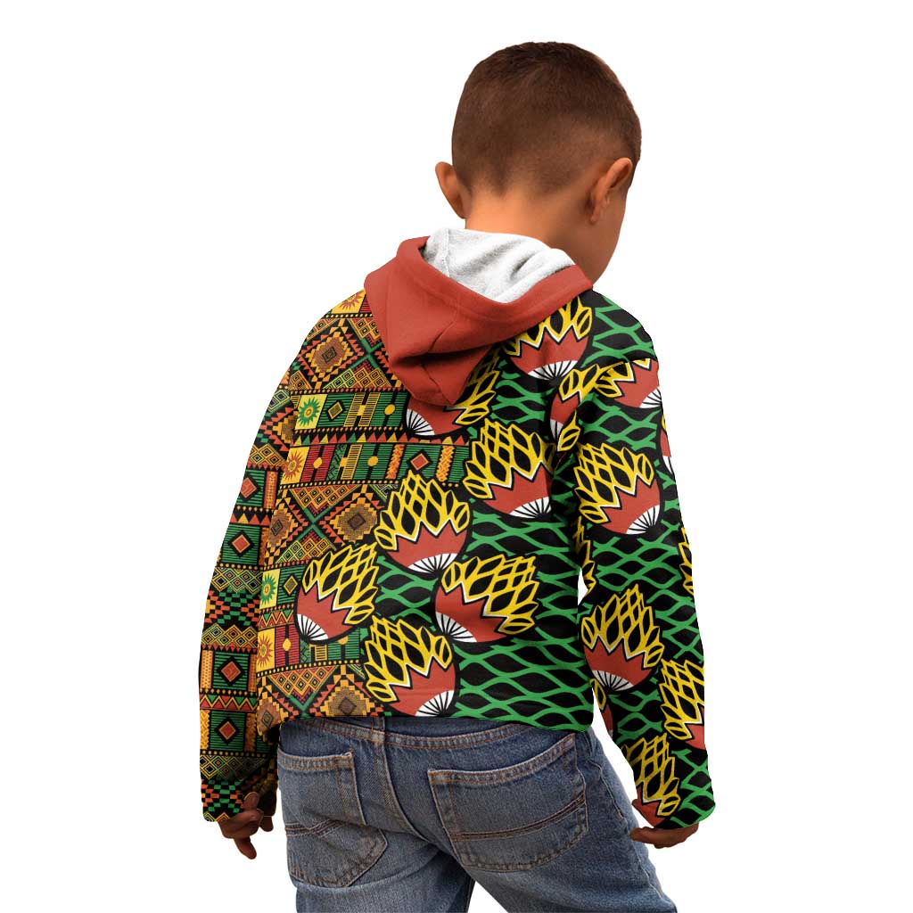 African Tribal Geometric Mixed Kanga Pattern Kid Hoodie - Wonder Print Shop