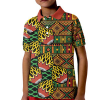African Tribal Geometric Mixed Kanga Pattern Kid Polo Shirt - Wonder Print Shop