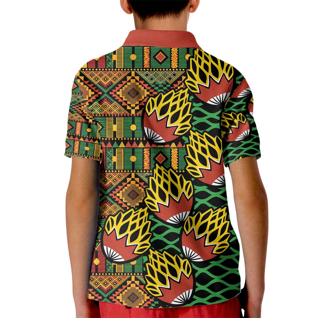 African Tribal Geometric Mixed Kanga Pattern Kid Polo Shirt - Wonder Print Shop
