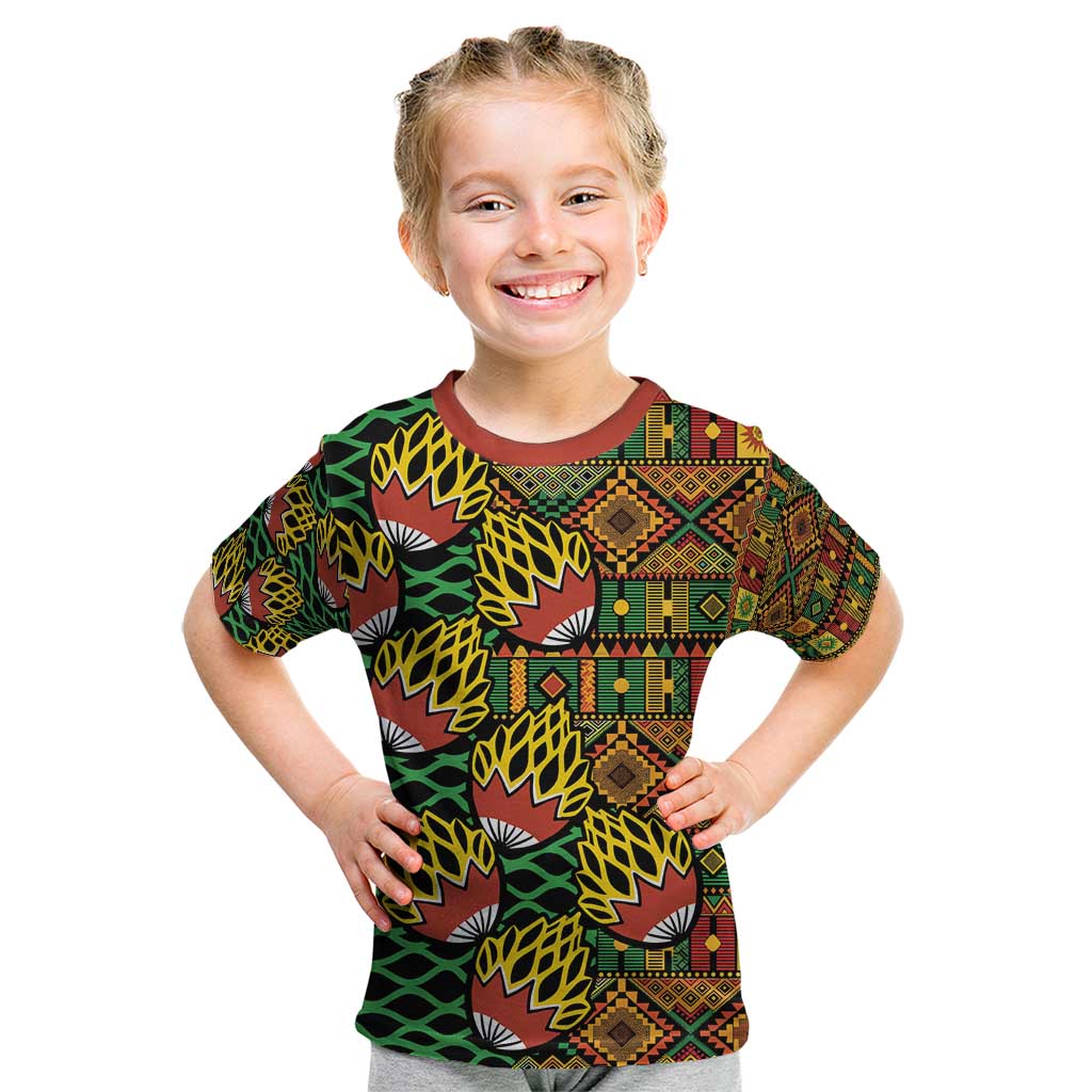 African Tribal Geometric Mixed Kanga Pattern Kid T Shirt - Wonder Print Shop