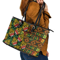 African Tribal Geometric Mixed Kanga Pattern Leather Tote Bag