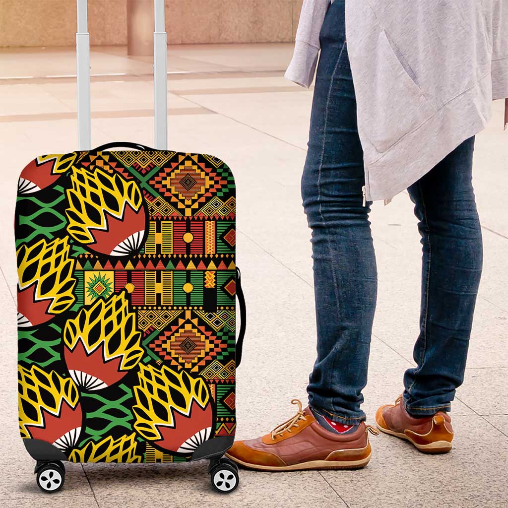 African Tribal Geometric Mixed Kanga Pattern Luggage Cover - Wonder Print Shop