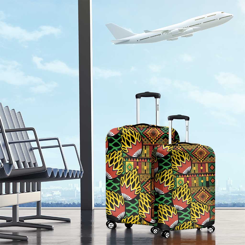 African Tribal Geometric Mixed Kanga Pattern Luggage Cover - Wonder Print Shop