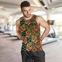 African Tribal Geometric Mixed Kanga Pattern Men Tank Top - Wonder Print Shop