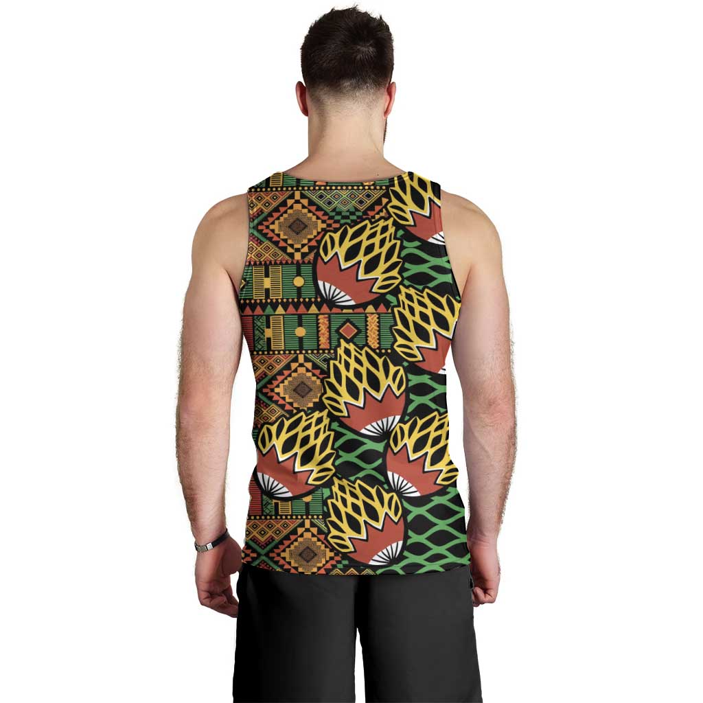 African Tribal Geometric Mixed Kanga Pattern Men Tank Top - Wonder Print Shop