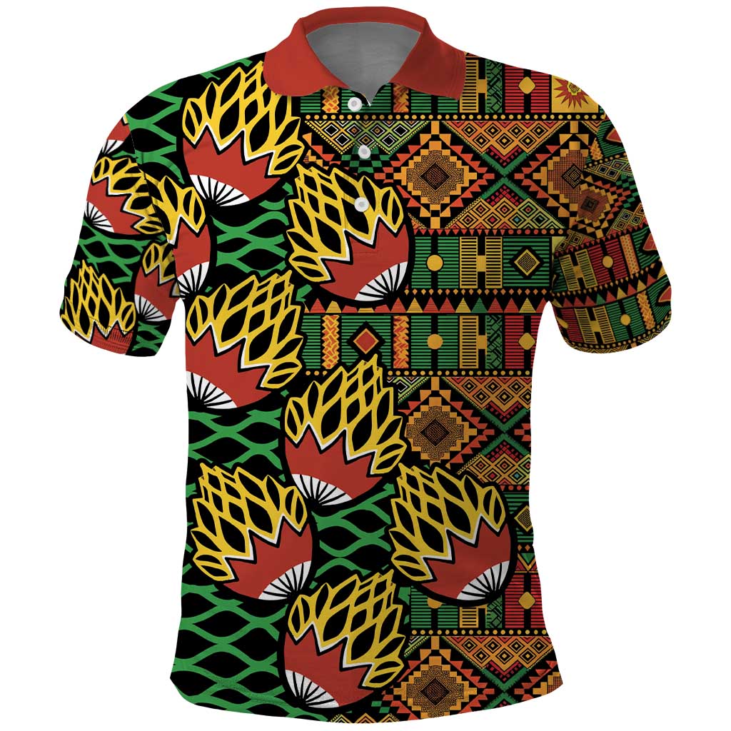 African Tribal Geometric Mixed Kanga Pattern Polo Shirt - Wonder Print Shop