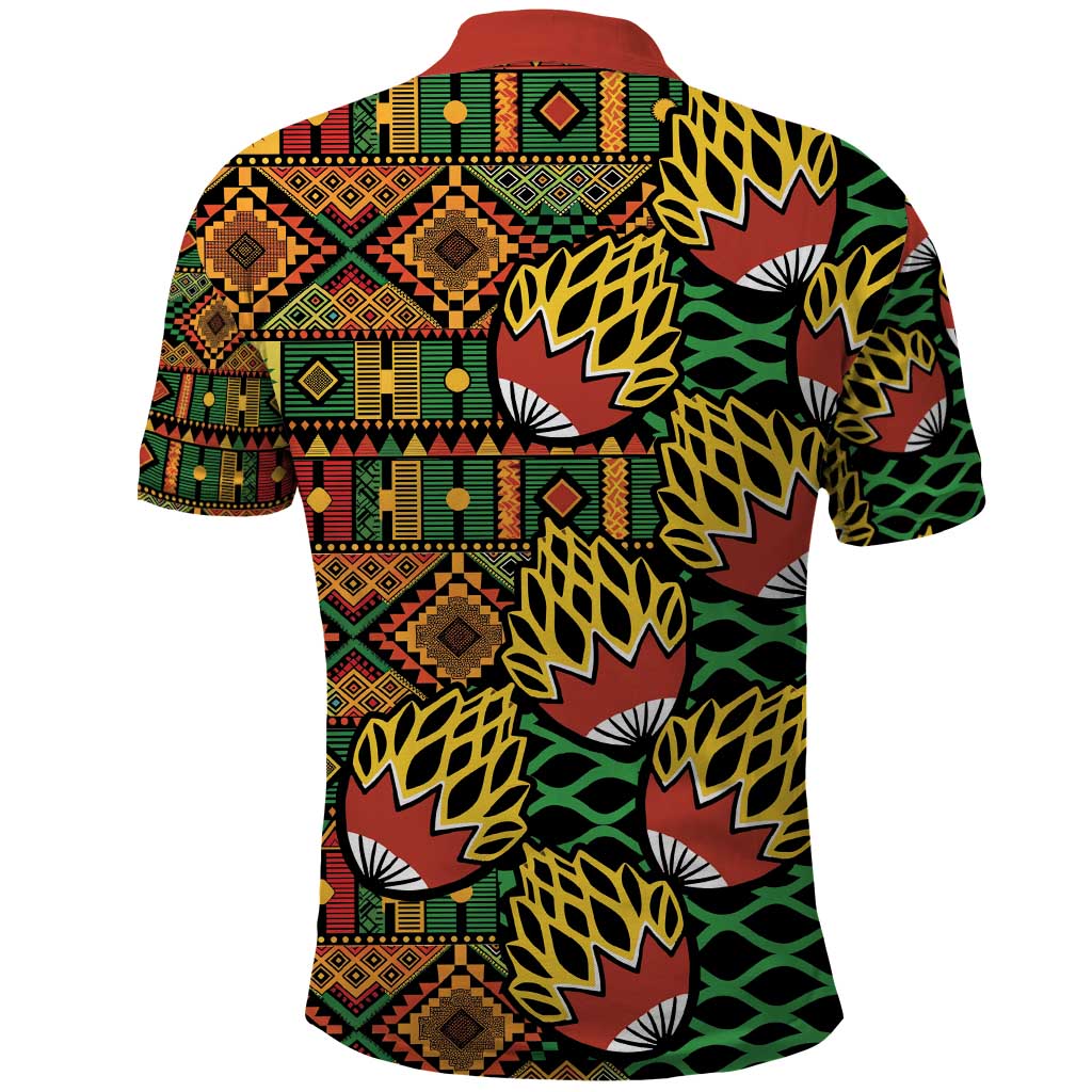 African Tribal Geometric Mixed Kanga Pattern Polo Shirt - Wonder Print Shop