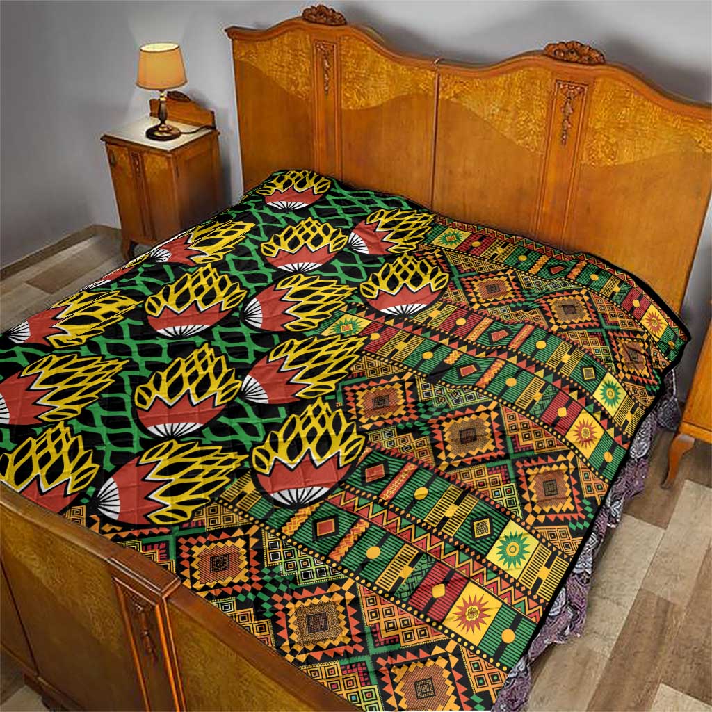 African Tribal Geometric Mixed Kanga Pattern Quilt - Wonder Print Shop