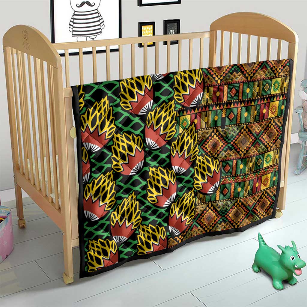African Tribal Geometric Mixed Kanga Pattern Quilt - Wonder Print Shop