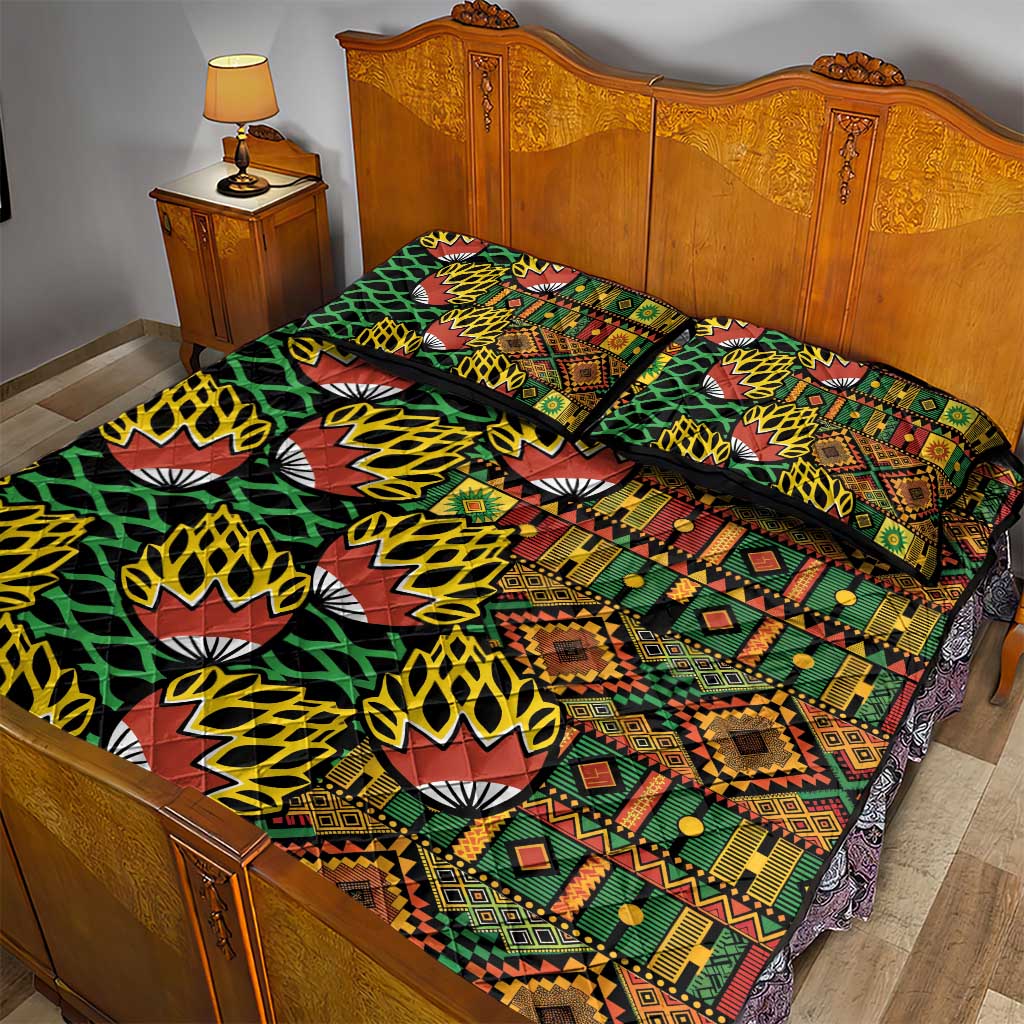 African Tribal Geometric Mixed Kanga Pattern Quilt Bed Set - Wonder Print Shop