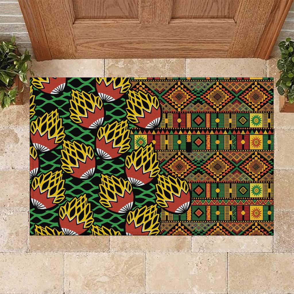 African Tribal Geometric Mixed Kanga Pattern Rubber Doormat - Wonder Print Shop