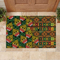 African Tribal Geometric Mixed Kanga Pattern Rubber Doormat - Wonder Print Shop