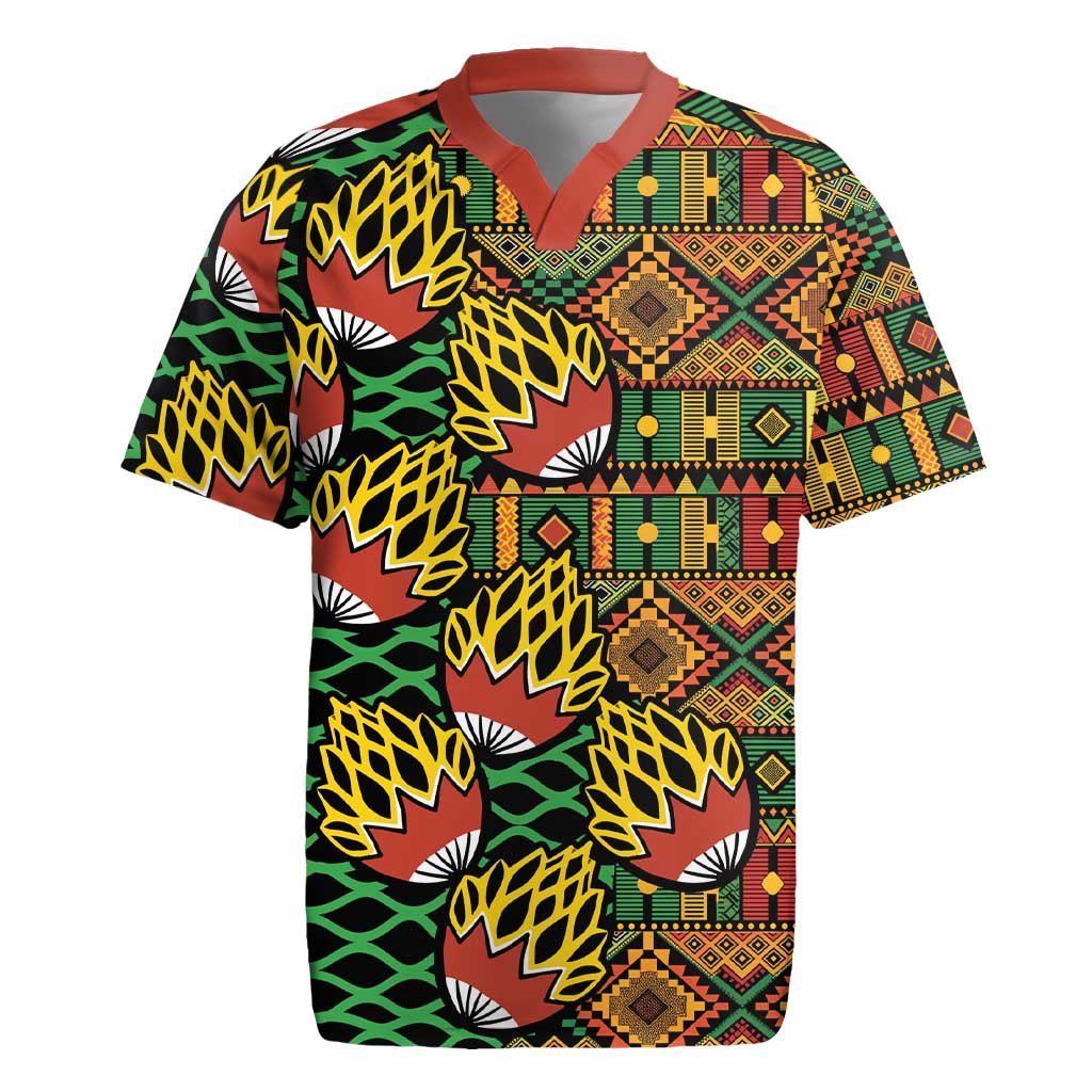 African Tribal Geometric Mixed Kanga Pattern Rugby Jersey - Wonder Print Shop