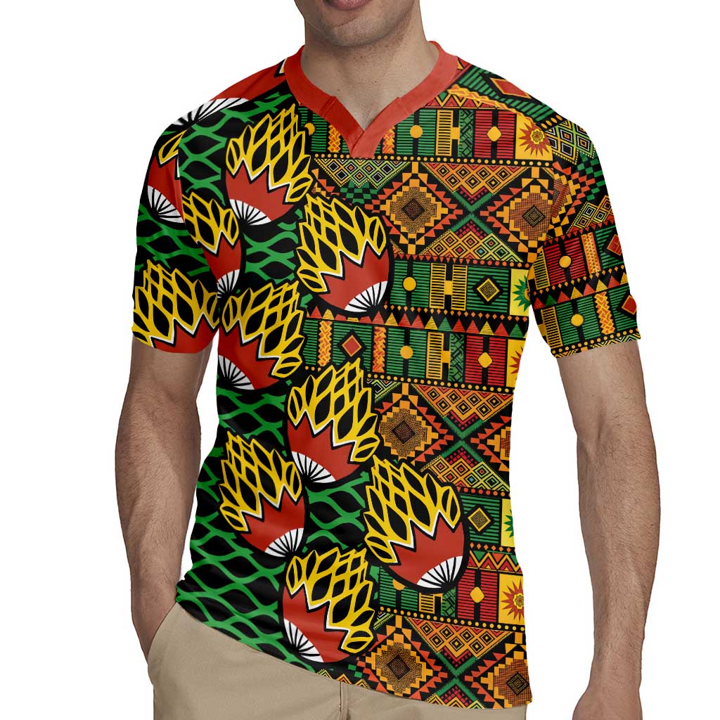 African Tribal Geometric Mixed Kanga Pattern Rugby Jersey - Wonder Print Shop