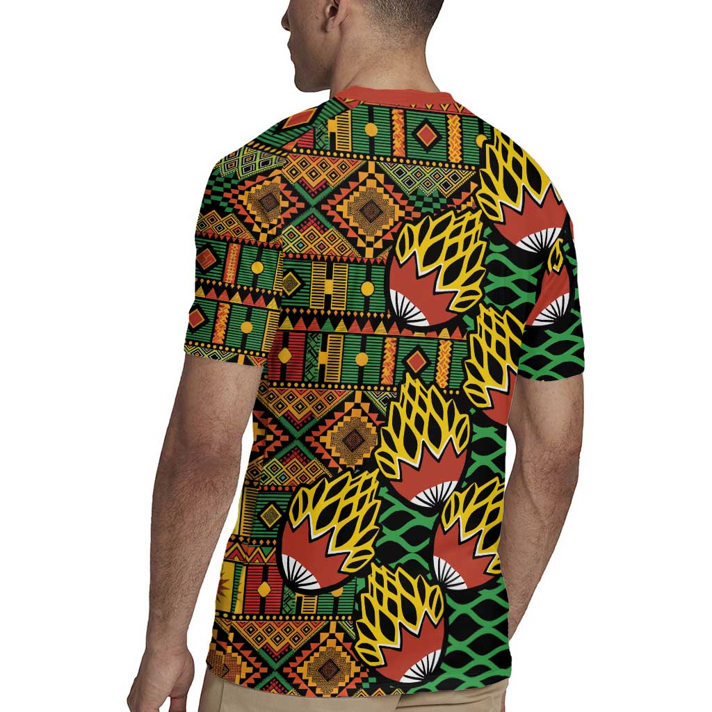 African Tribal Geometric Mixed Kanga Pattern Rugby Jersey - Wonder Print Shop