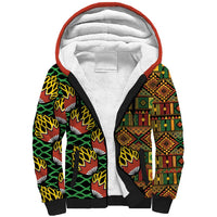 African Tribal Geometric Mixed Kanga Pattern Sherpa Hoodie - Wonder Print Shop