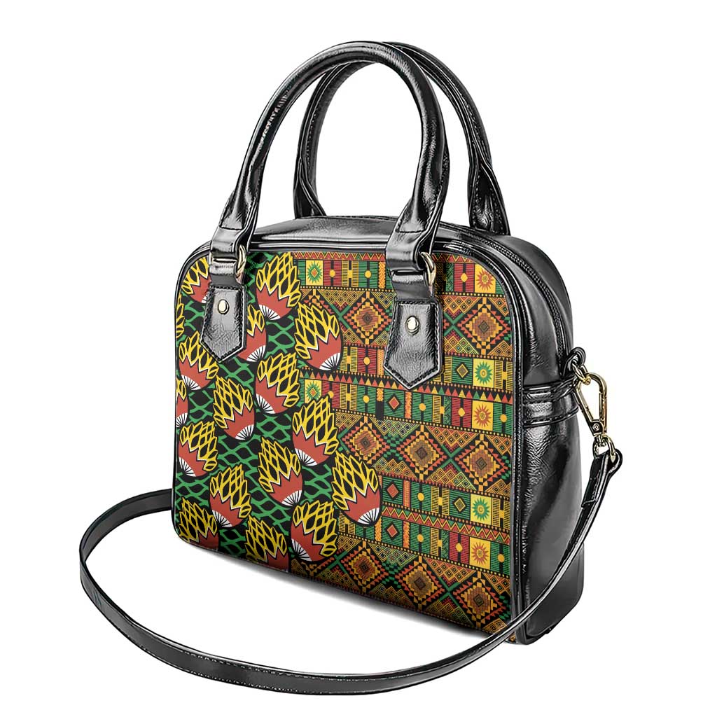 African Tribal Geometric Mixed Kanga Pattern Shoulder Handbag - Wonder Print Shop