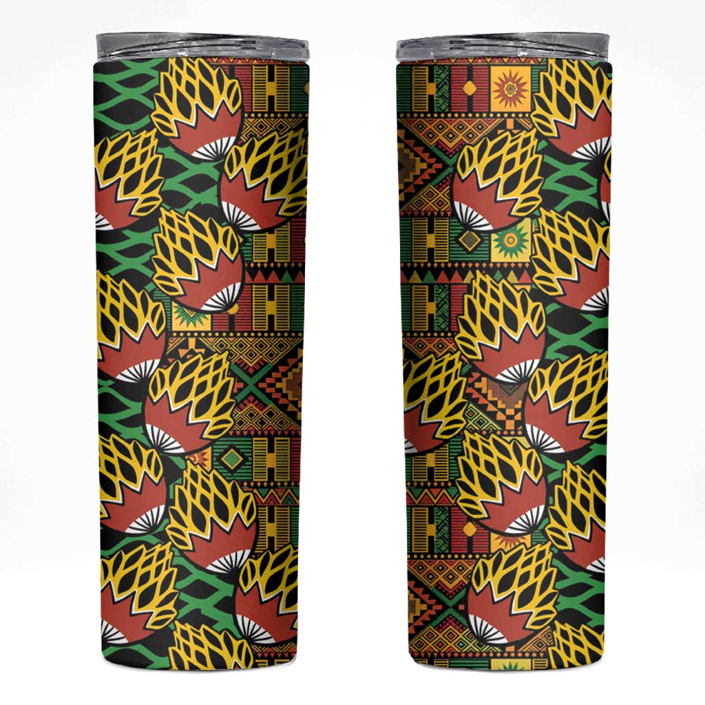 African Tribal Geometric Mixed Kanga Pattern Skinny Tumbler - Wonder Print Shop