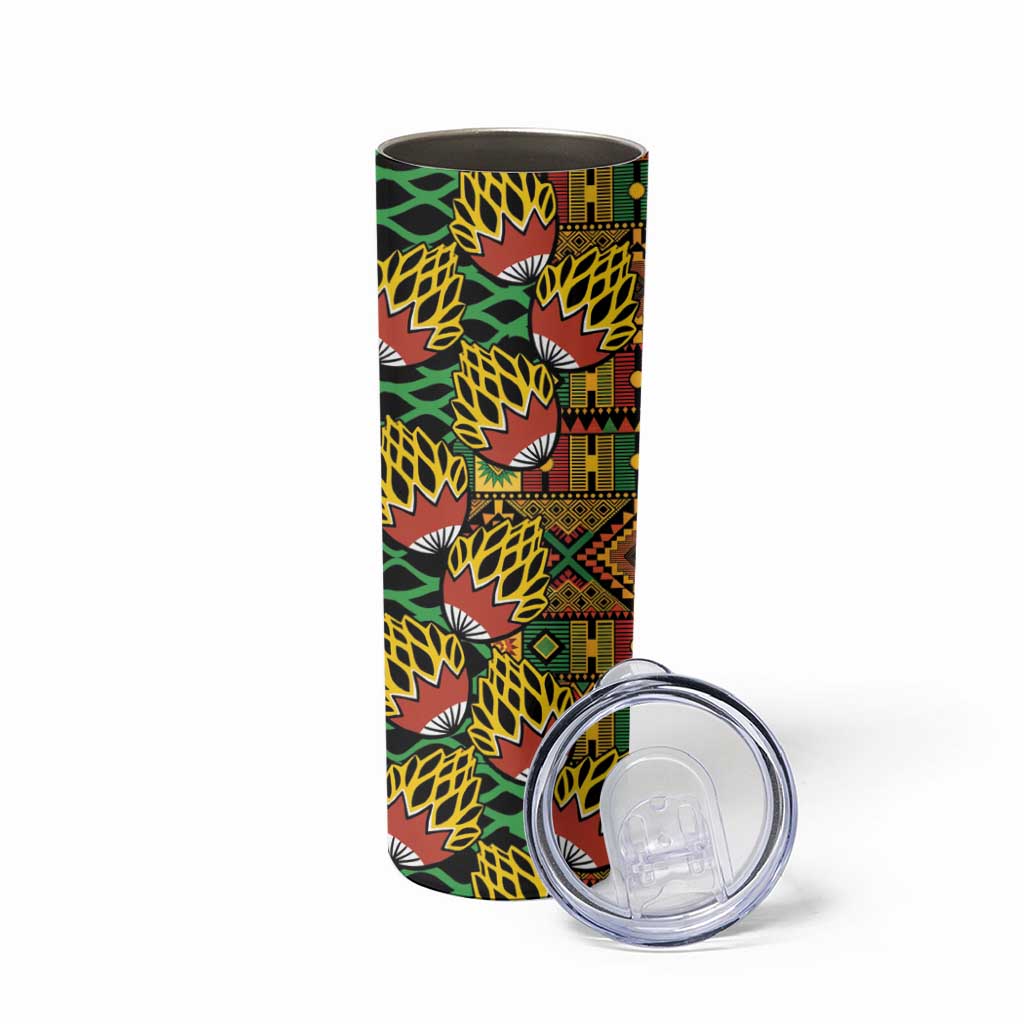 African Tribal Geometric Mixed Kanga Pattern Skinny Tumbler - Wonder Print Shop