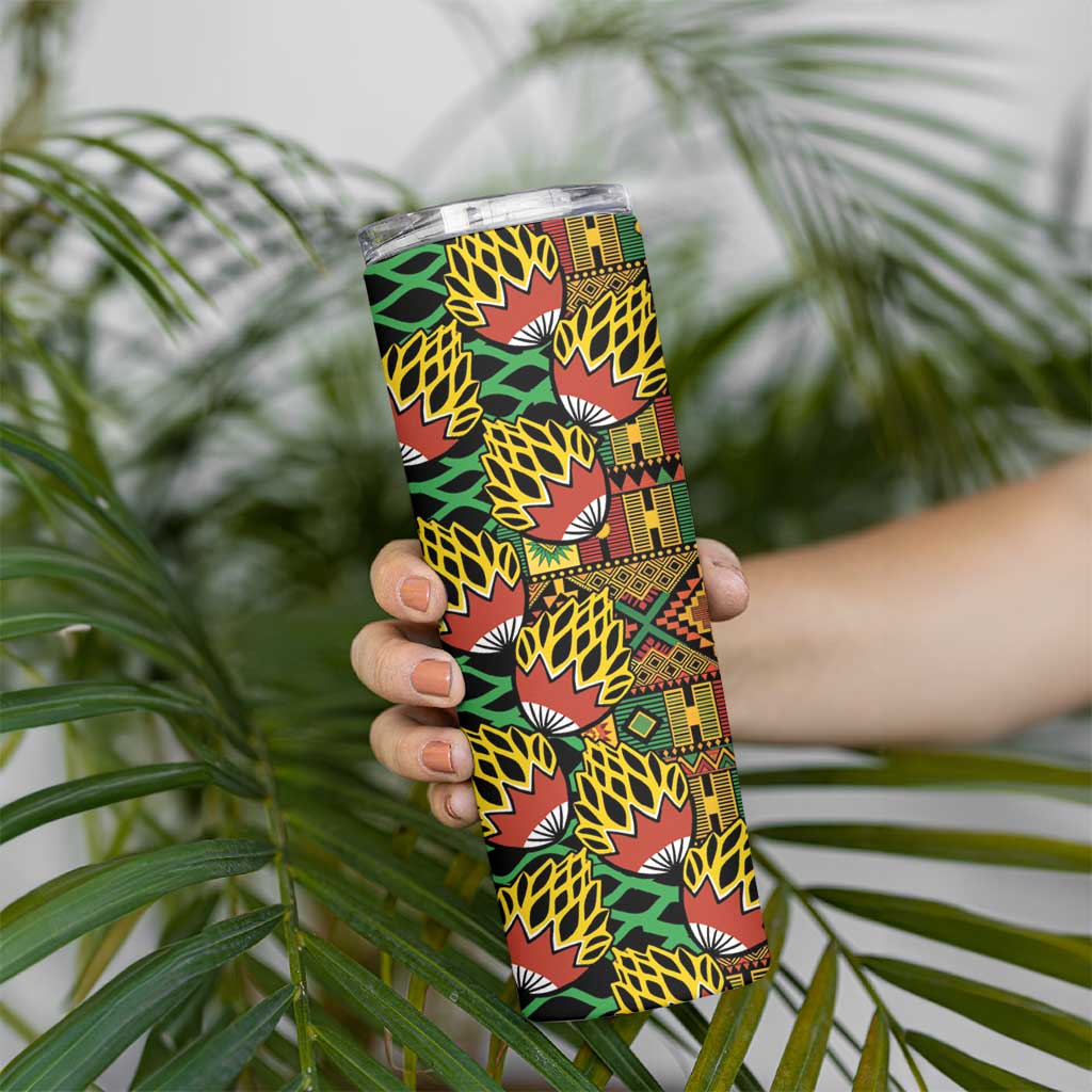African Tribal Geometric Mixed Kanga Pattern Skinny Tumbler - Wonder Print Shop