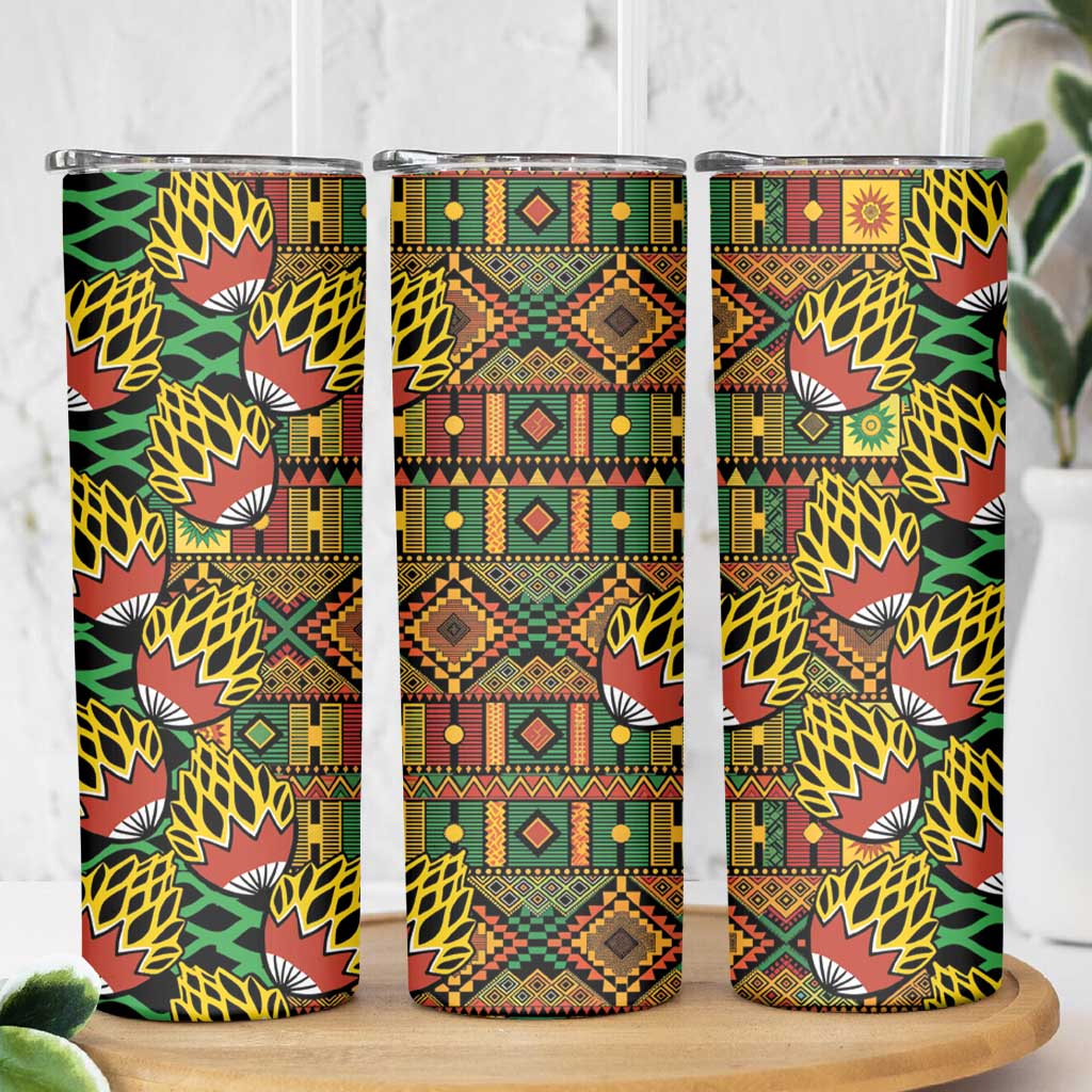African Tribal Geometric Mixed Kanga Pattern Skinny Tumbler - Wonder Print Shop