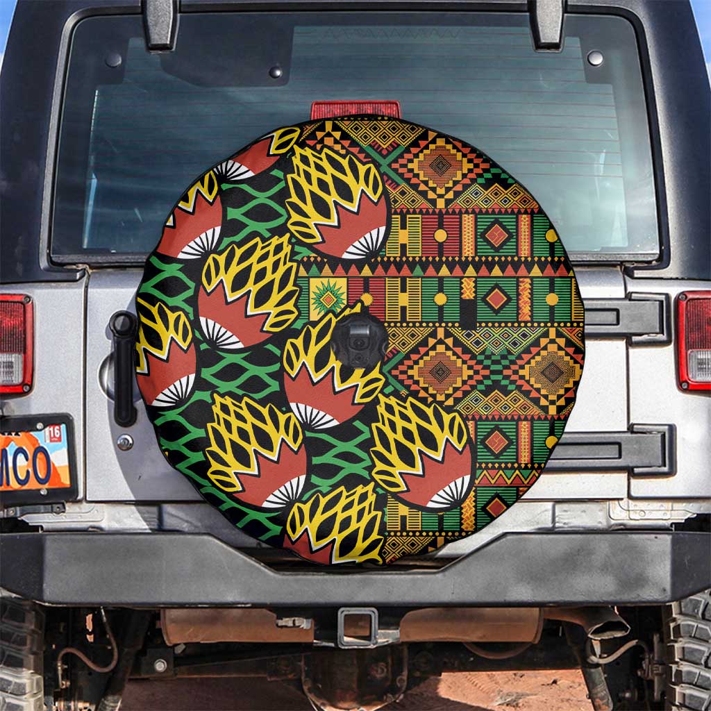 African Tribal Geometric Mixed Kanga Pattern Spare Tire Cover - Wonder Print Shop