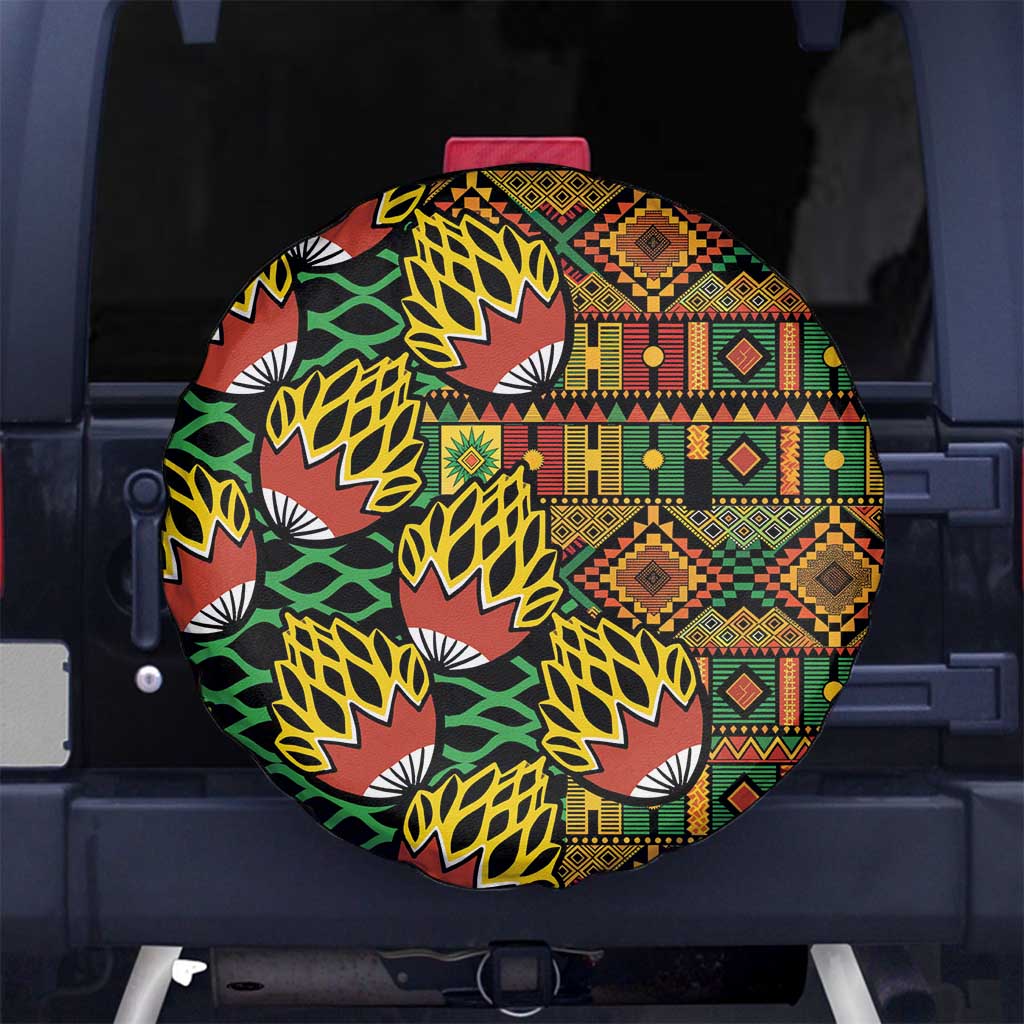 African Tribal Geometric Mixed Kanga Pattern Spare Tire Cover - Wonder Print Shop