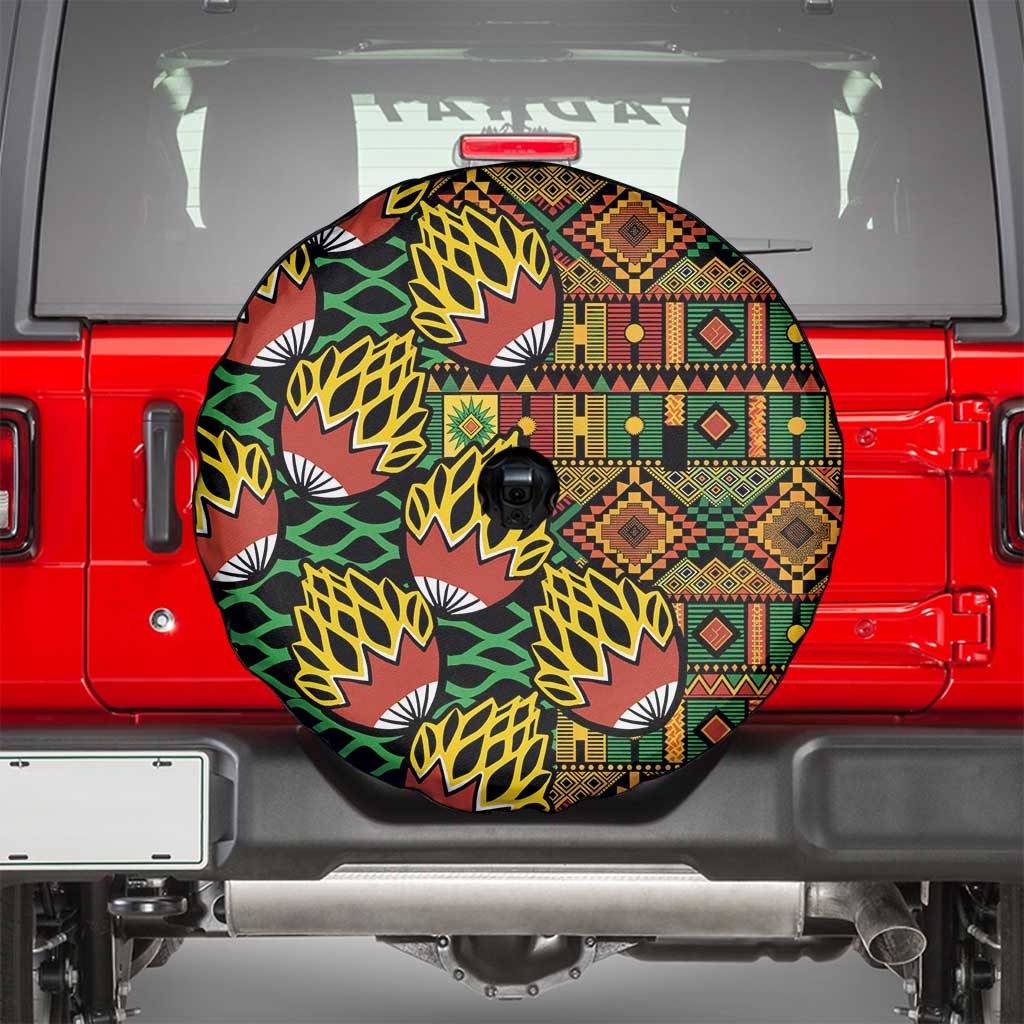 African Tribal Geometric Mixed Kanga Pattern Spare Tire Cover - Wonder Print Shop