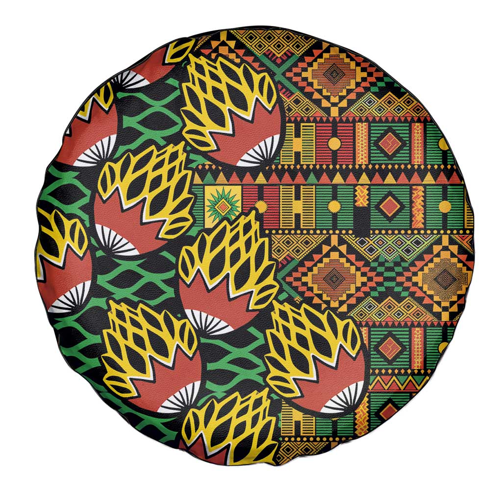 African Tribal Geometric Mixed Kanga Pattern Spare Tire Cover - Wonder Print Shop