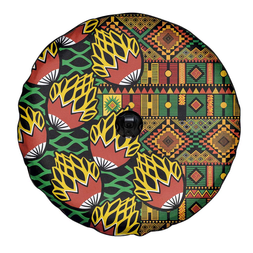 African Tribal Geometric Mixed Kanga Pattern Spare Tire Cover - Wonder Print Shop
