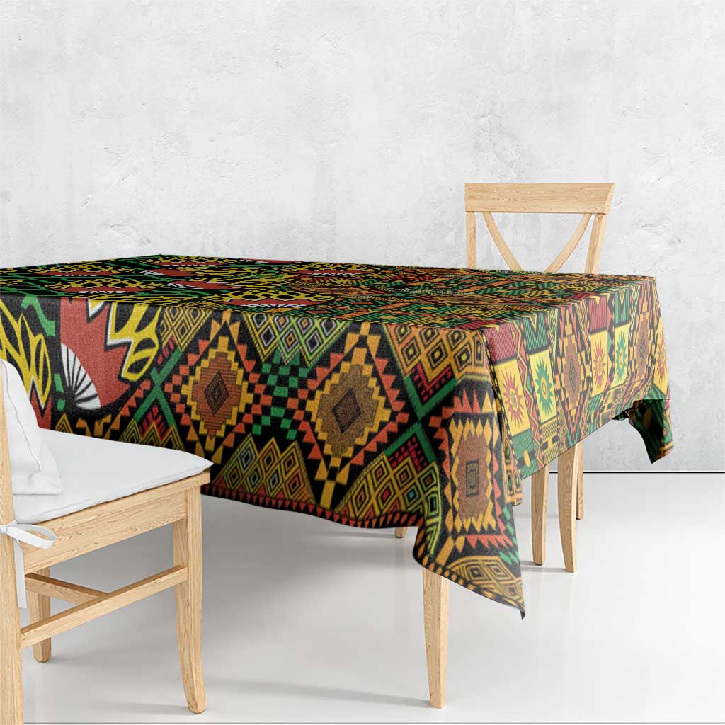 African Tribal Geometric Mixed Kanga Pattern Tablecloth - Wonder Print Shop