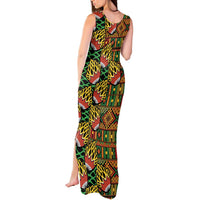 African Tribal Geometric Mixed Kanga Pattern Tank Maxi Dress - Wonder Print Shop