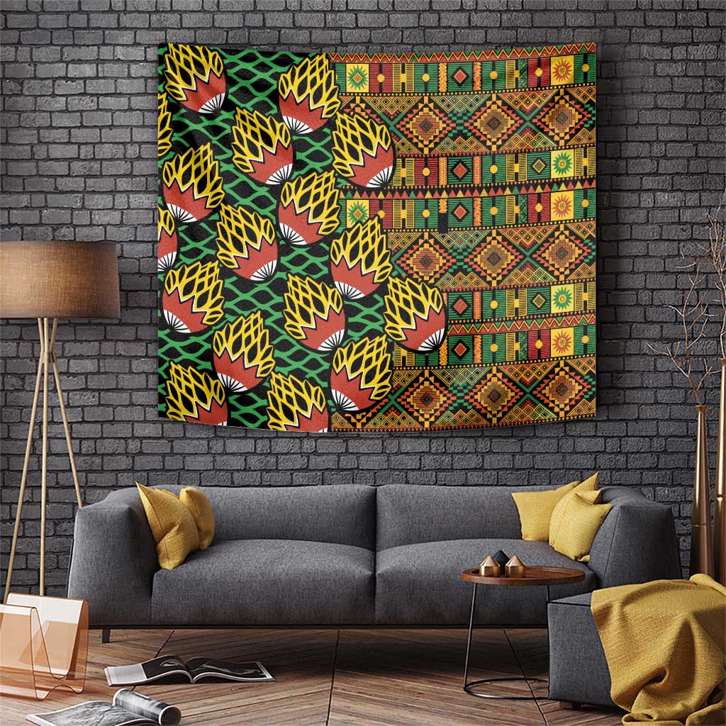 African Tribal Geometric Mixed Kanga Pattern Tapestry - Wonder Print Shop