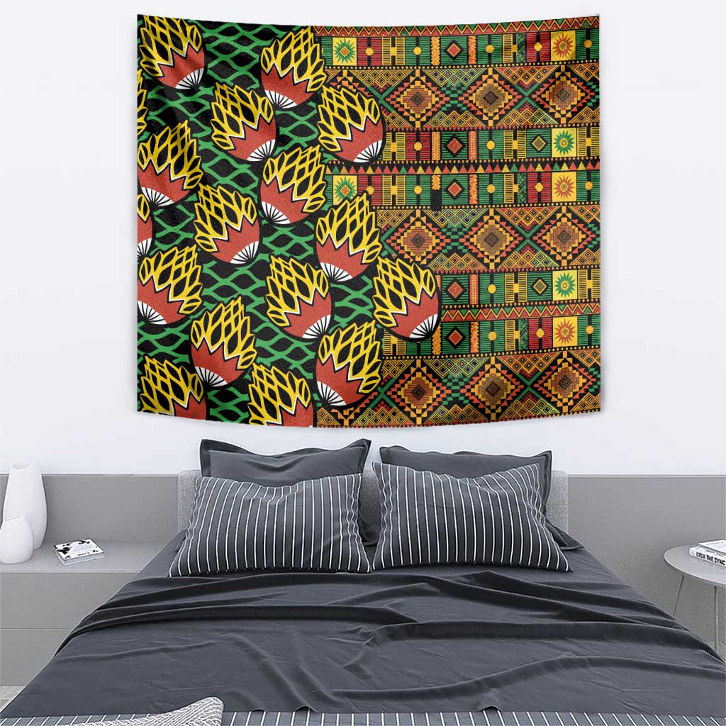 African Tribal Geometric Mixed Kanga Pattern Tapestry - Wonder Print Shop