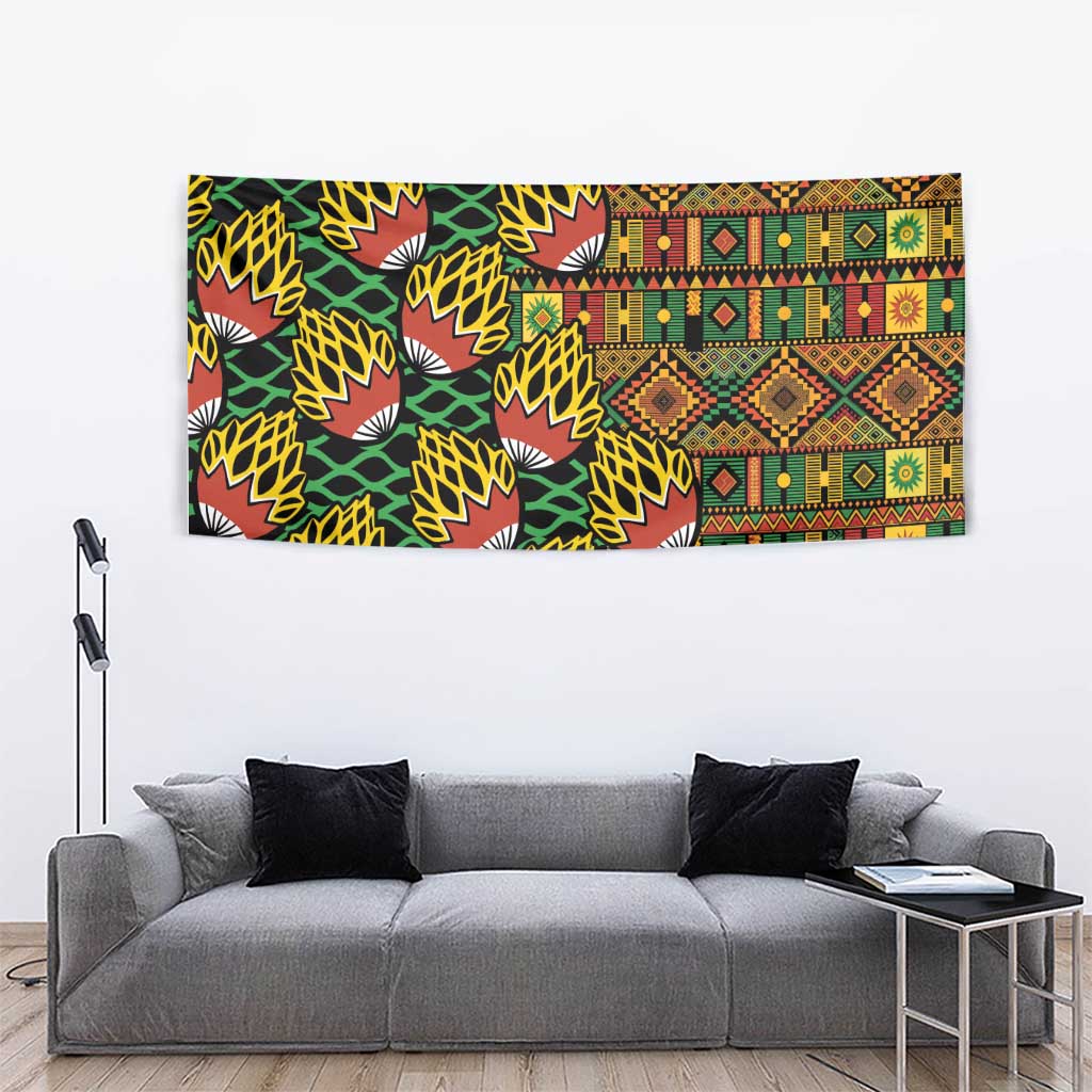 African Tribal Geometric Mixed Kanga Pattern Tapestry - Wonder Print Shop