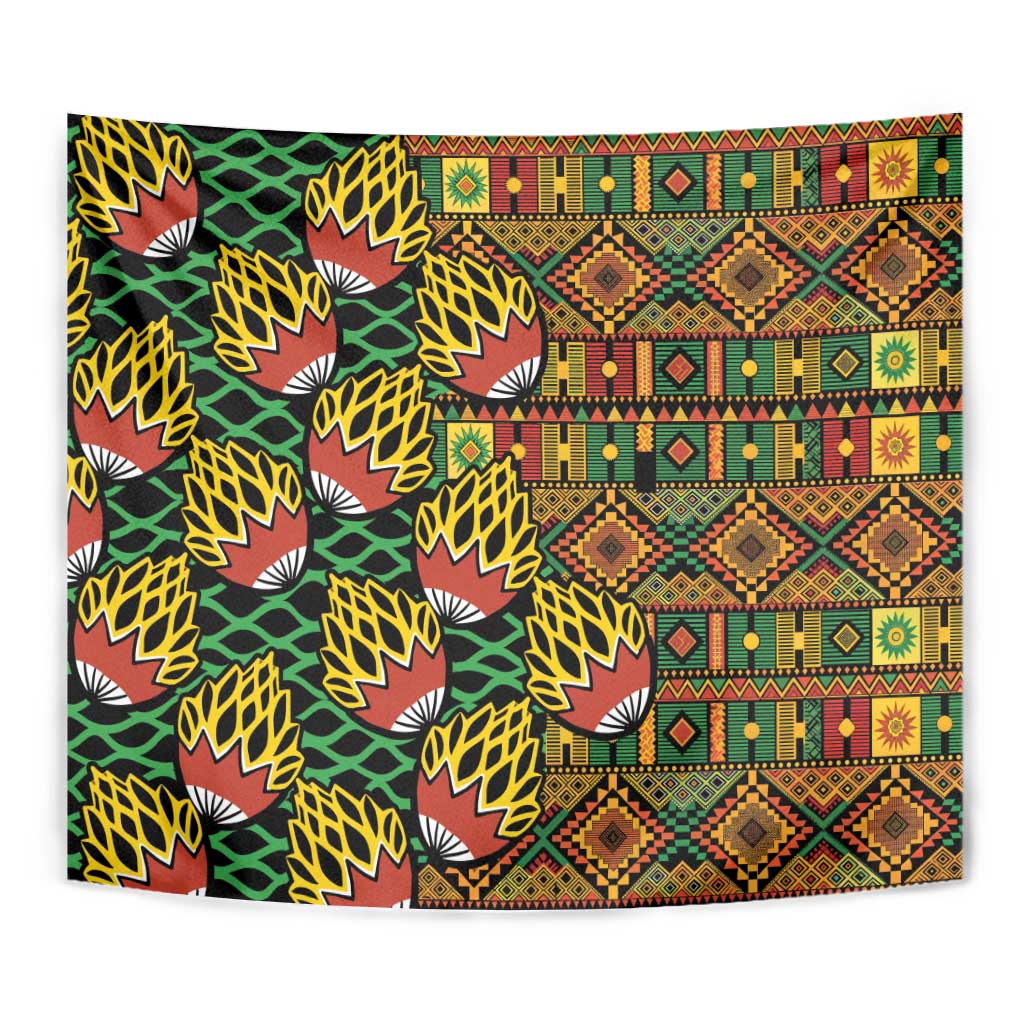 African Tribal Geometric Mixed Kanga Pattern Tapestry - Wonder Print Shop