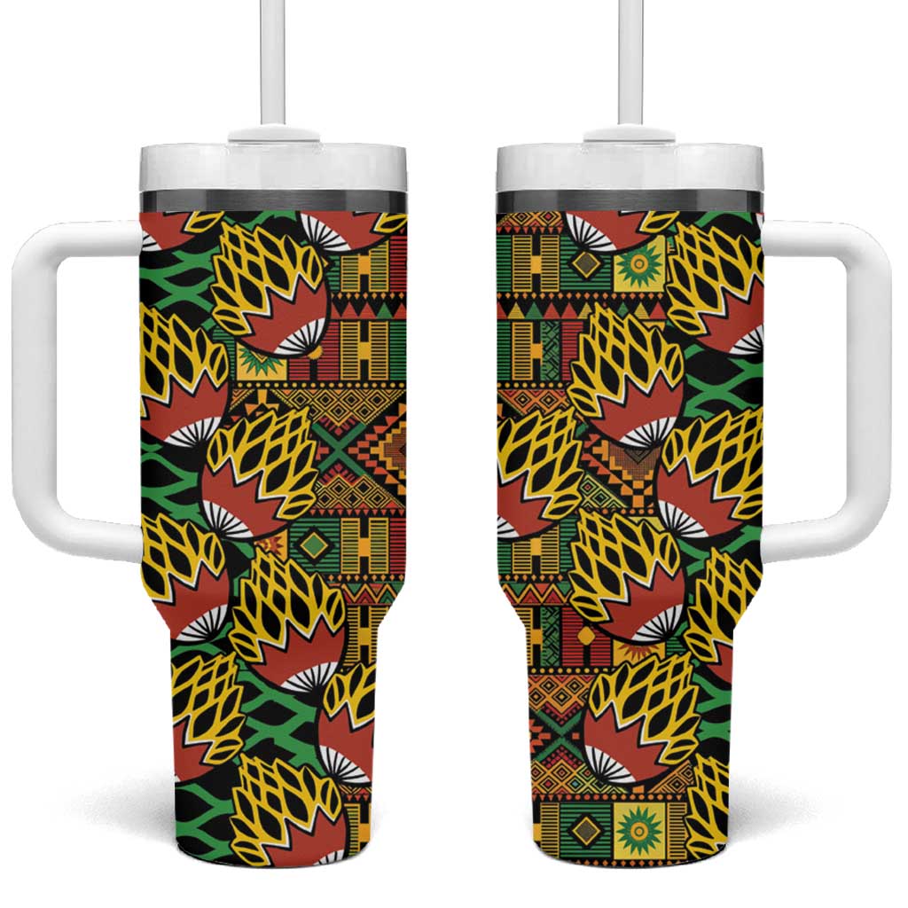 African Tribal Geometric Mixed Kanga Pattern Tumbler With Handle - Wonder Print Shop