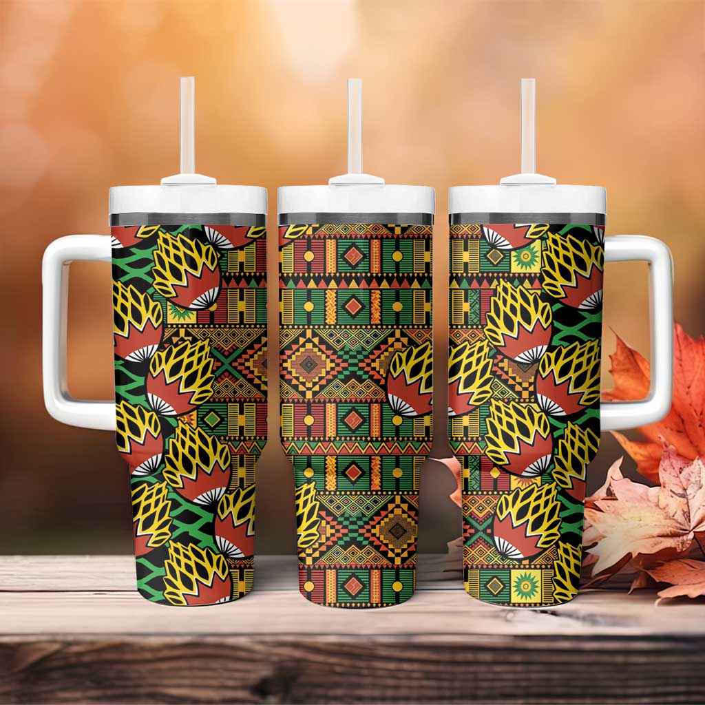 African Tribal Geometric Mixed Kanga Pattern Tumbler With Handle - Wonder Print Shop