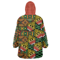 African Tribal Geometric Mixed Kanga Pattern Wearable Blanket Hoodie - Wonder Print Shop